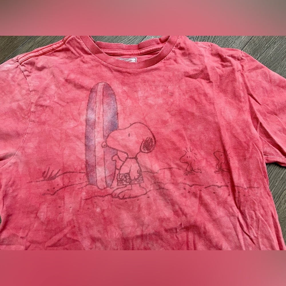 Snoopy Surf Snoopy Pink Tie Dye Graphic T Shirt Adult XS Peanuts Tee​